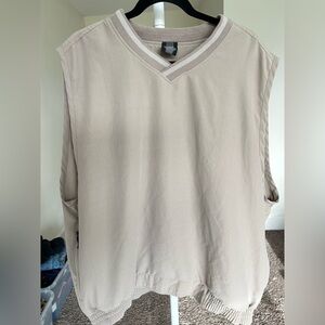 Nike men's Golf Beige V-Neck Vest with Striped Trim